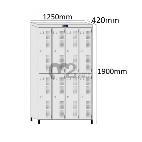 Roupeiro Para Vestiário RGRSP-8 Sobreposto com 8 Portas  - com PITÃO - RCH